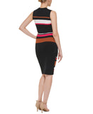 Vince Camuto Women's Striped Sweater Dress VC2M3748 Black L