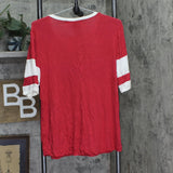 Rebellious One Knit Football T-Shirt Top American Beauty Red / White XL
