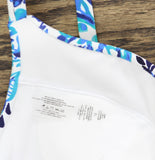 Island Escape Gemini V-Neck Underwire Padded Bikini Top Blue White Multi 12