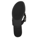 Sugar Womens Vegan Leather Flip Flops with Embellished Floral Design Black 9M