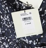 Calvin Klein Womens Patterned Satin Button Up Belted Dress Inkwell Blue Multi XS