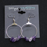 Tanya Creations Gem Stone Chips Dangly Earrings Silver Gray / Purple Multi 2"