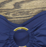 Bleu Rod Beattie Draped Bandini Swimsuit Top with Ring Detail Midnight Blue 8