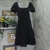 And Now This Womens Cotton Lace Up Back Dress 87013M Black L