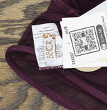 Becca Muse Mesh Overlay Convertible Bralette Bikini Swim Top Aubergine Purple D