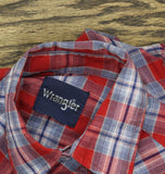 Wrangler Snap Front Western Plaid Long Sleeve Shirt Red / Blue See Measurements