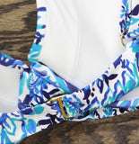 Island Escape Gemini V-Neck Underwire Padded Bikini Top Blue White Multi 12