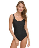 DKNY Womens One-Piece Starburst Swimsuit DIMMS064 Black S