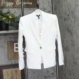 Aqua Side Button Blazer Jacket IJM30881 White 2XS