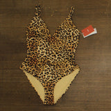 Andie Classic V-Neck One Piece Swimsuit AO466 Leopard Brown M