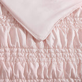 Poppy & Fritz Scrunch Stripe 2-Piece Pink Microfiber Twin Quilt Set Pink Twin