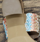 Style & Co. Brandyy Embellished Raffia Thong Block Heel Sandals Multi Brown 9M