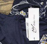 Ny Collection Womens Long Sleeve Clip Dot Chiffon Dress Blue Floral S