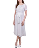 Ny Collection Womens Swiss Dot Pin Tuck Midi Dress PCCD0396D Ivory Off White PL