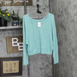 Auden Womens Cozy Ribbed Pullover Lounge Top 90605842 Green M