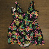 Island Escape Womens Magnolia Printed Swim Dress One Piece Multi Black 14