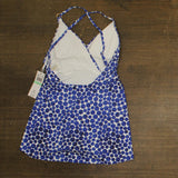 Anne Cole Swim Dress With Skirted Bottom One Piece Swimsuit Denim Dot Blue 8