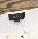 Belldini Knit Puff Sleeve Tie Front Blouse Top White / Gold XL