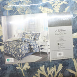 Madison Park Cotton Comforter Set Coastal Coral 7-Piece Cape Cod Navy Blue Queen