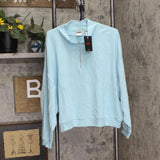 Levi's Trendy Plus Size Cosmo 1/4-Zip Long-Sleeve Sweatshirt Porecelain Blue 4X