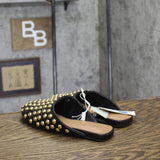 A New Day Channing Studded Slip-On Mule Flats 91636454 Jet Black / Gold 7M
