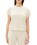 Gap Body Womens Ribbed Short-Sleeve Pajama Sleep Shirt Oatmeal Brown L