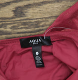 Aqua Womens Belted Lurex Plunge One Piece Swimsuit AQSL25834 Burgundy Red S
