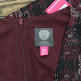 Vince Camuto Women's Jacquard Fit & Flare Puff-Sleeve Dress Wine Red Multi 12