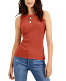 INC International Concepts Womens Ribbed Crewneck Top Summer Fig Orange M