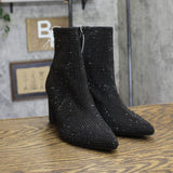 A New Day Womens Gloria Low Shaft Heeled Rhinestones Boots 94639669 Black 6.5M
