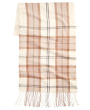Style & Co. Tartan Plaid Scarf with Fringe SC9542501 Ivory Neutral Brown Multi