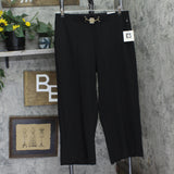 Anne Klein Womens Cropped Lightweight Pull On Embellished Pants Black L