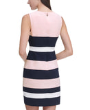 Tommy Hilfiger Scuba Crepe Colorblock Sheath Dress Colorful Rose Pink Multi 8P