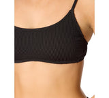 Salt + Cove Juniors Rib Scrunch Scoop-Neck Bralette Bikini Top Black M