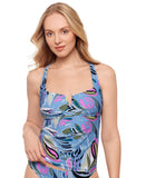 Salt + Cove Juniors Printed V-Wire Tankini Swim Top 807021 Blue Bell XS