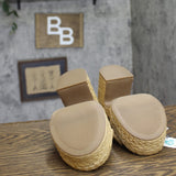 A New Day Raffia Block Heel Crisscross Sandal Open Toe Natural Tan Brown 9.5M
