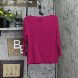 Ralph Lauren Womens Contrast Trim Scoop Neck Top 200787848004 Fuchsia Pink L