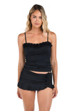 La Blanca Womens Island Goddess Ruffled Bandeau Tankini Swimsuit Top Black 8