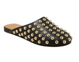 A New Day Channing Studded Slip-On Mule Flats 91636454 Jet Black / Gold 7M