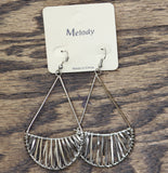 Melody Dangly Boho Sunburst Teardrop Earrings Silver Gray 3.50"