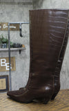 INC International Concepts Mid-Heel Knee High Boots Kitten Heel Brown Croc 6.5M
