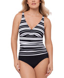 Swim Solutions Tummy-Control One-Piece Swimsuit Space Between Black Multi 12