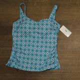 Swim Solutions Printed Tummy-Control Tile Tankini Swim Top Tile Together Blue 16