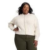 Ava & Viv Zip Raglan Sleeve Shaker Knit Cardigan Sweater Oatmeal Off White 1X