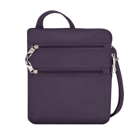 Travelon Anti-Theft Classic Slim Double Zip Crossbody Bag Purple One Size