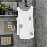 DG2 Womens Embroidered Star Tank Top 678534 Ivory White Multi S