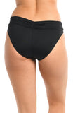 La Blanca Womens Island Goddess Shirred Band Hipster Bikini Bottom Black 14
