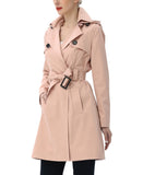 kimi + kai Womens Angie Water Resistant Hooded Trench Coat Blush Pink XL