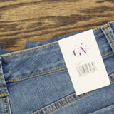 Gloria Vanderbilt Slim Boot Cut High Rise Crop Jeans Banaba Blue Hem Stones 8