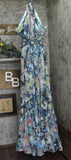 Mac Duggal Floral Metallic Embellished Halter Neck Gown Pastel Multi Blue 4